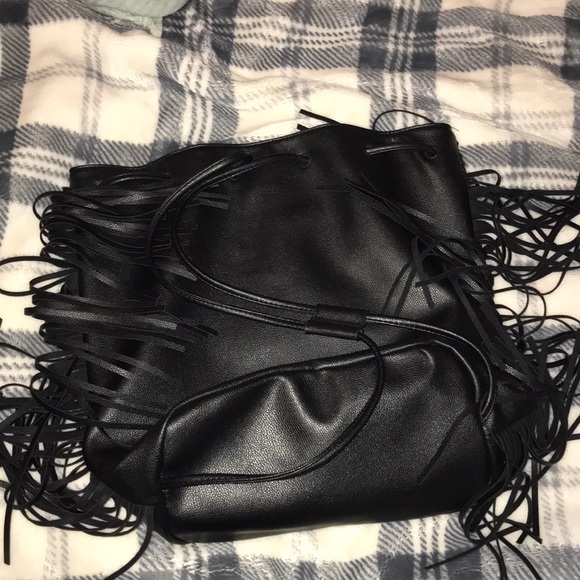 NWOT Black Victoria’s Secret backpack with fringe - Picture 2 of 5